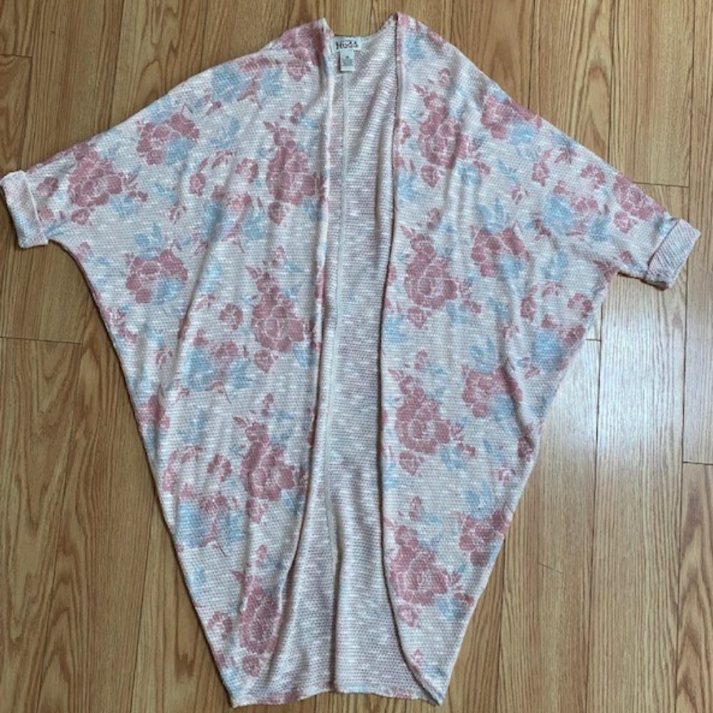 Pink floral patterned knit cover top